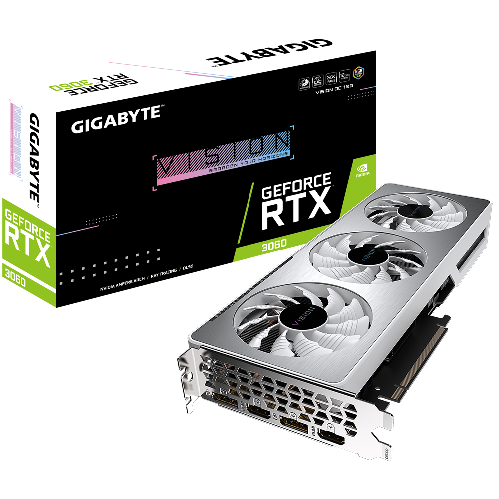 VGA Gigabyte GeForce RTX 3060 VISION OC 12G 2.0 WHITE LHR (9350