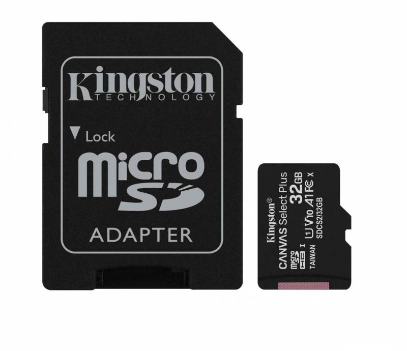 MicroSD KINGSTON 32GB c/Adap Clase 10 UHS-I (U1) 100MB/s Canvas Plus (8680)