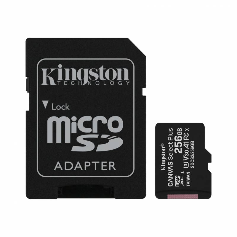 MicroSD KINGSTON 256GB c/Adap Clase 10 UHS-I (U1) 100MB/s Canvas Plus (8710)