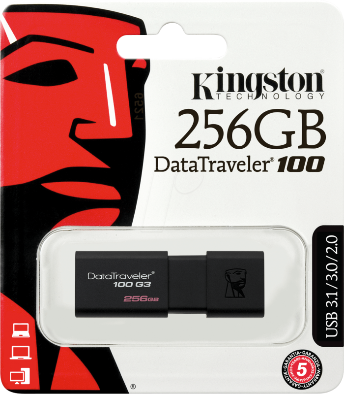 Pen Drive KINGSTON 256GB Data Traveler DT100G3 USB 3.0