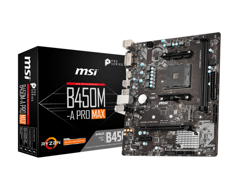 Mother MSI B450M-A PRO MAX DDR4 AM4 (Series 3000/4000/5000) (7696)