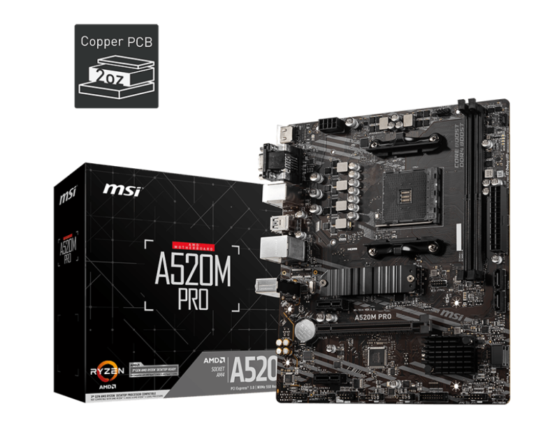 Mother MSI A520M PRO DDR4 AM4 (Series 3000/4000/5000) (5492)