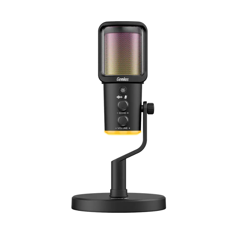 Microfono Genius MIC-S400U Black Luz Led USB-A / USB-C  p/Streaming (3920)